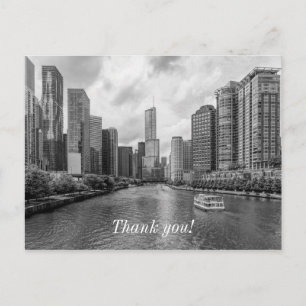 Chicago River und Trump Tower Grayscale Vielen Dan Postkarte