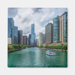 Chicago River und Trump Tower Magnet