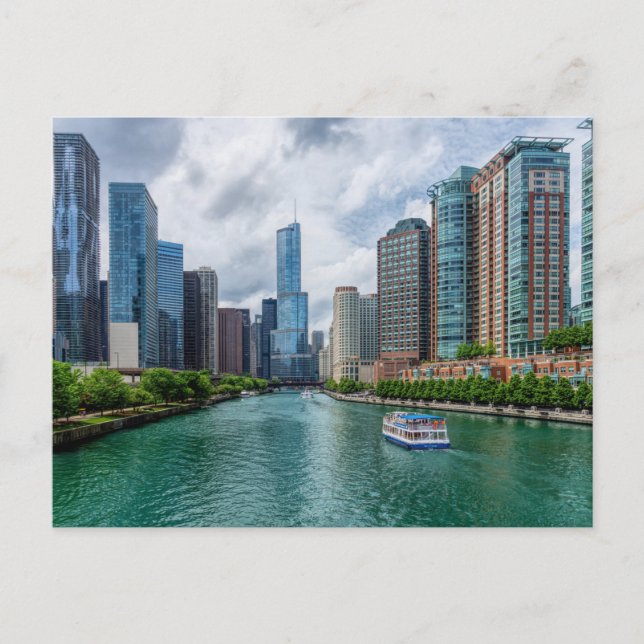 Chicago River und Trump Tower Postcard Postkarte (Vorderseite)