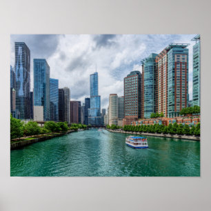 Chicago River und Trump Tower Poster