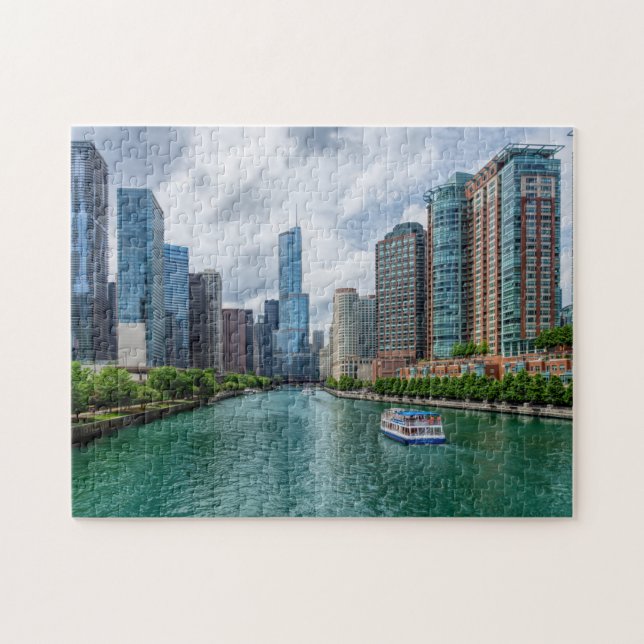 Chicago River und Trump Tower Puzzle (Horizontal)