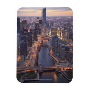 Chicago River und Trump Tower von oben Magnet