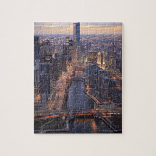 Chicago River und Trump Tower von oben Puzzle