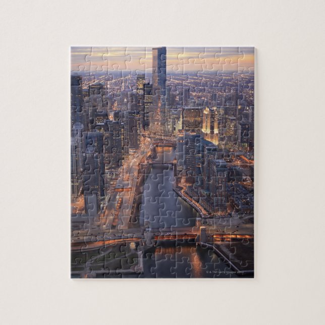 Chicago River und Trump Tower von oben Puzzle (Vertikal)