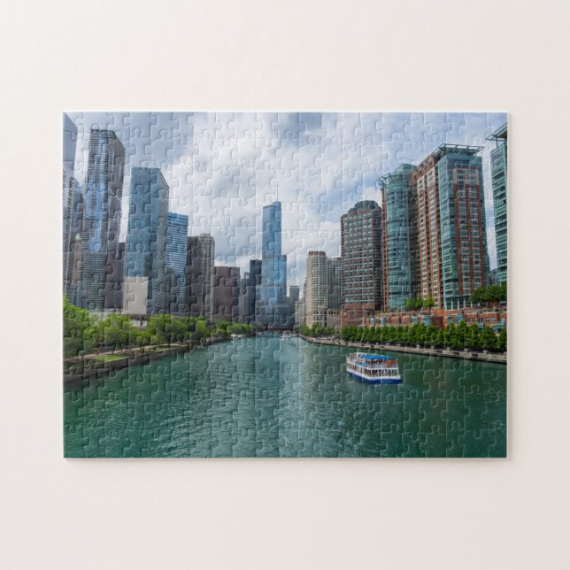 Chicago River und Trumpf-Turm Puzzle (Horizontal)