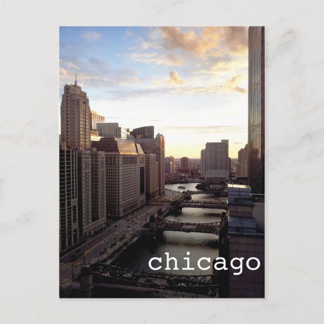 Chicago River View von Marina City Postkarte (Vorderseite)