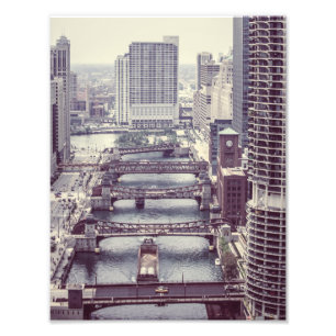 Chicago River Wacker Drive, Chicago, Illinois Fotodruck