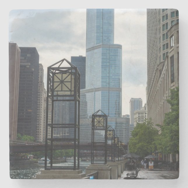 Chicago River Walk Steinuntersetzer (Vorderseite)