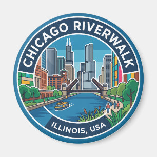 Chicago Riverwalk Illinois Magnet