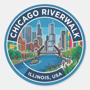 Chicago Riverwalk Illinois Runder Aufkleber