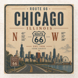 Chicago Route 66 Bar Untersetzer Kunst