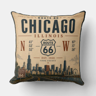 Chicago Route 66 Koordinaten Reise Kissen