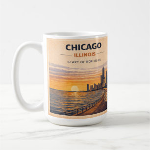 Chicago Route 66 Sonnenaufgang Skyline Kaffee Vibe Kaffeetasse