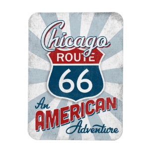 Chicago Route 66 Vintage Amerika Illinois Magnet
