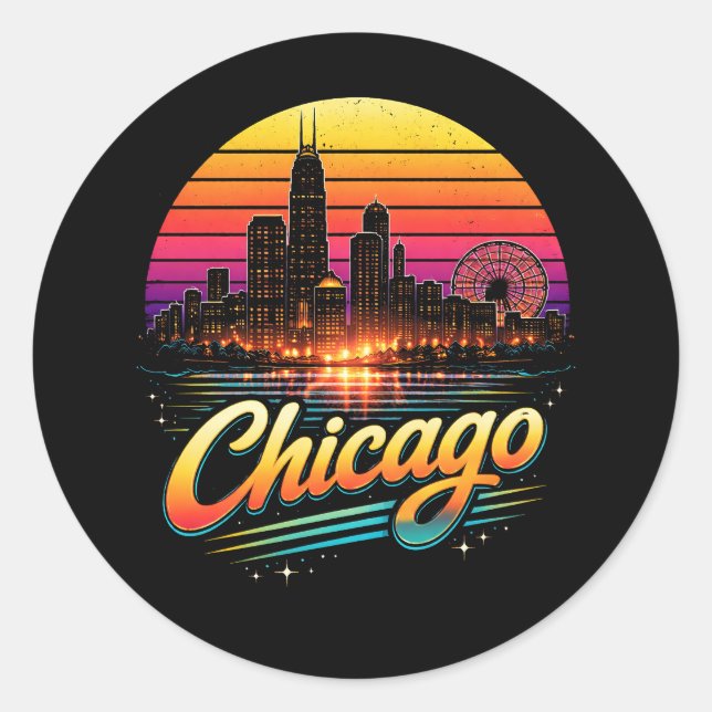 Chicago Runder Aufkleber (Vorderseite)