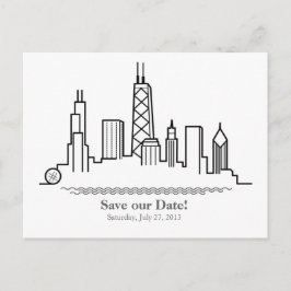 Chicago Save the Date City Skyline Ankündigungspostkarte
