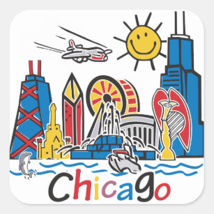 Chicago scherzt Skyline Quadratischer Aufkleber