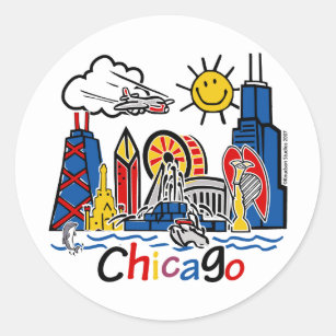 Chicago scherzt Skyline Runder Aufkleber