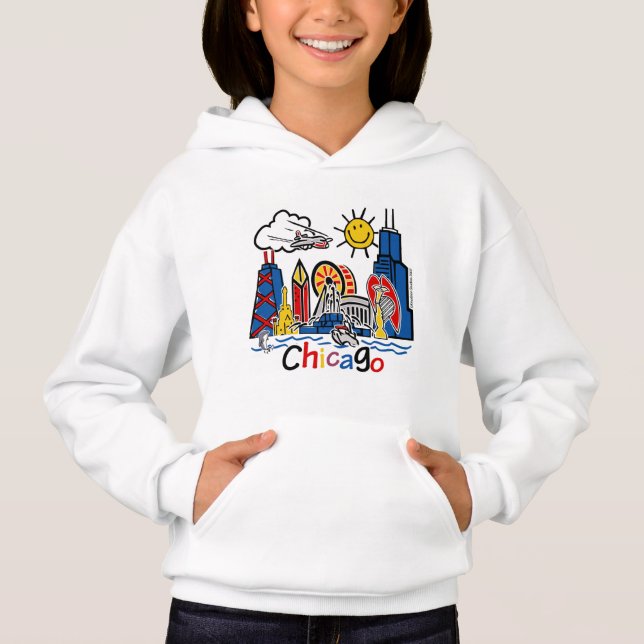 Chicago scherzt Spaß-Skyline Hoodie (Vorderseite)