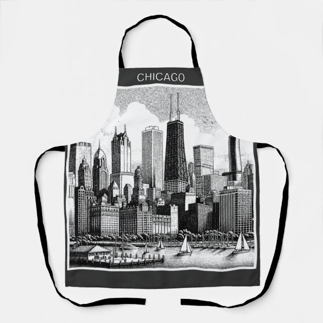 Chicago Schwarz-weiß Schürze (Vorderseite)