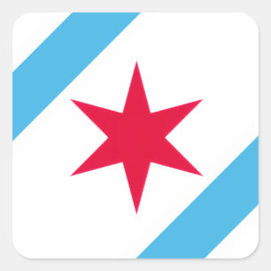Chicago Sechsstern Quadratischer Aufkleber
