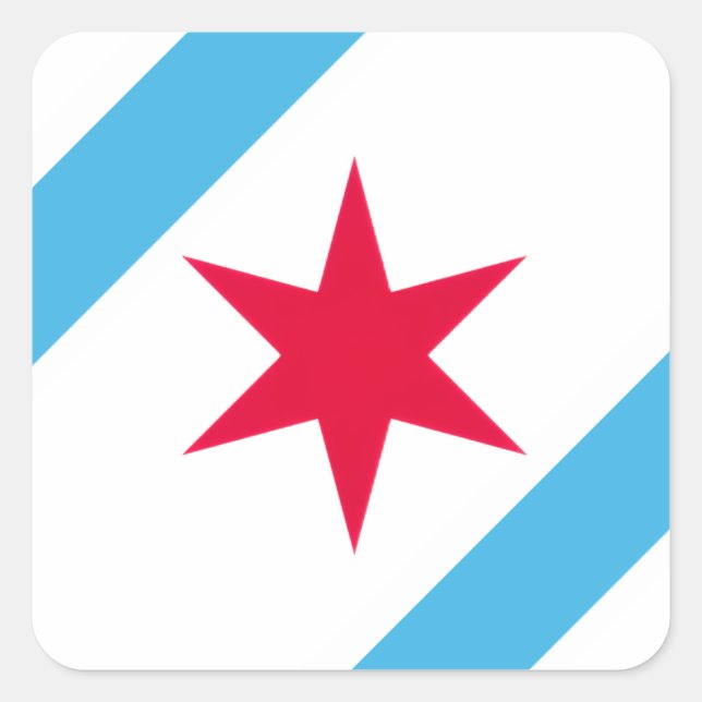 Chicago Sechsstern Quadratischer Aufkleber (Vorderseite)
