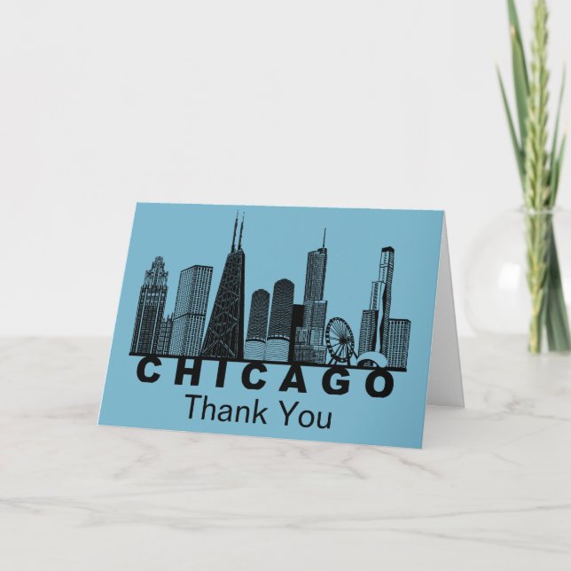 Chicago-Silhouette  Dankeskarte (Vorderseite)