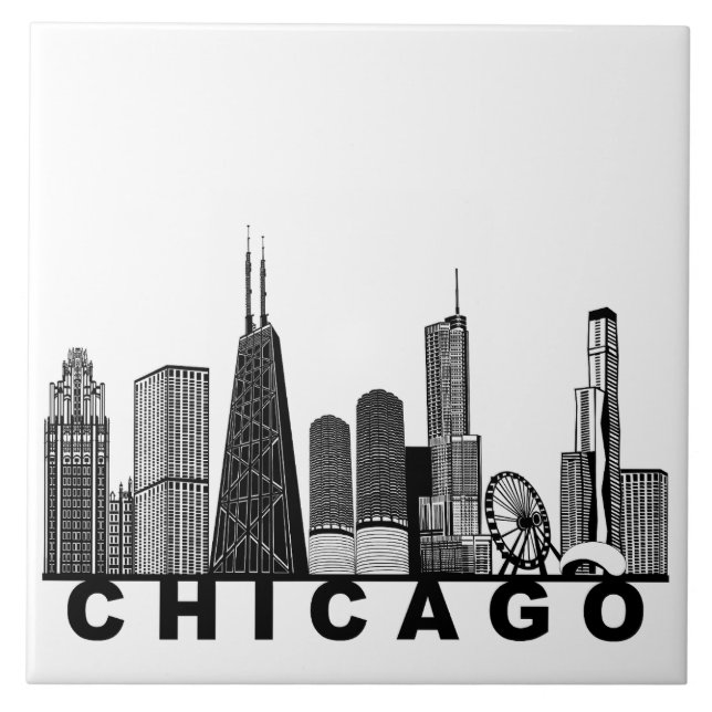 Chicago-Silhouette  Fliese (Vorderseite)
