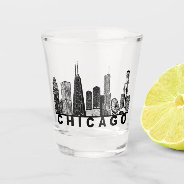 Chicago-Silhouette  Schnapsglas (Vorderseite)