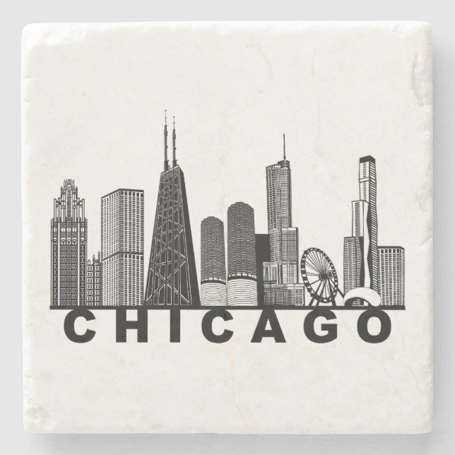 Chicago-Silhouette  Steinuntersetzer (Vorderseite)