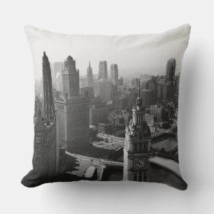 Chicago Skyline 1930er Jahre aus der Vogelperspekt Kissen