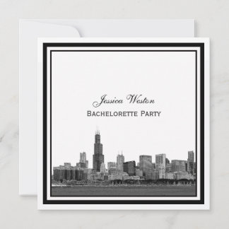 Chicago Skyline #2 Etched Gerahmt Bachelorette Einladung