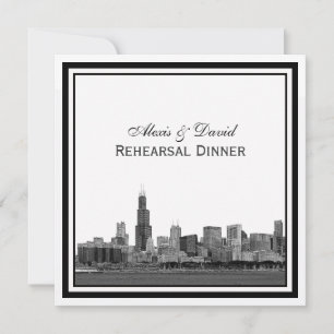 Chicago Skyline #2 Etched Gerahmt Probe Dinner Einladung