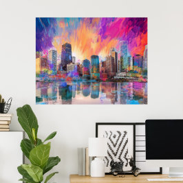 Chicago Skyline Abstrakt Art Poster