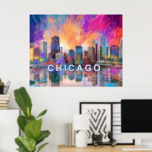 Chicago Skyline Abstrakt Art Poster