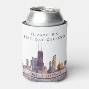 Chicago-Skyline-Aquarell-Geburtstags-Wochenende Dosenkühler