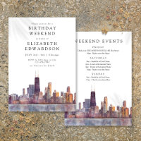 Chicago Skyline Aquarell-Geburtstags-Wochenende