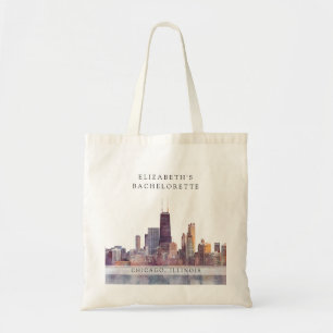Chicago-Skyline-Aquarell-Junggesellinnenabschied-W Tragetasche