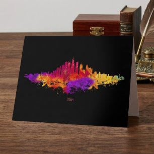 Chicago-Skyline-Aquarellkunst auf schwarzem Hinter Dankeskarte
