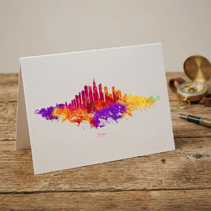 Chicago-Skyline-Aquarellkunst auf weißem Hintergru Dankeskarte