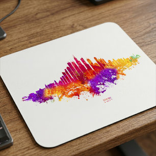 Chicago-Skyline-Aquarellkunst auf weißem Hintergru Mousepad
