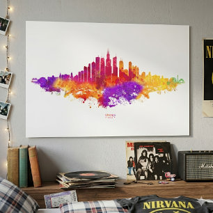 Chicago-Skyline-Aquarellkunst auf weißem Hintergru Poster