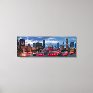 Chicago Skyline auf Leinwand 12x36