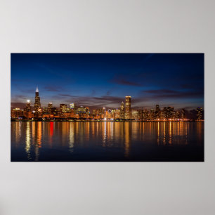 Chicago Skyline bei Nacht Poster