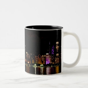 Chicago Skyline bei Night Two Tone Coffee Tasse
