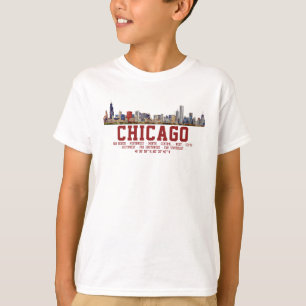 Chicago Skyline. Bereichsnamen und Koordinaten T-Shirt