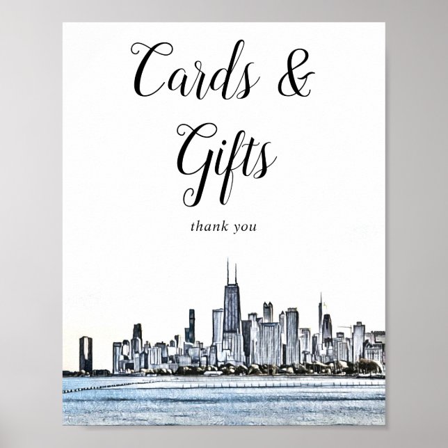 Chicago Skyline Cards & Gifts Zeichen Poster (Vorne)