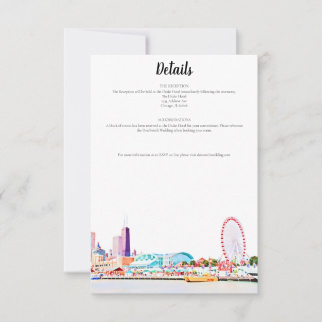 Chicago Skyline Details Card Einladung (Vorderseite)