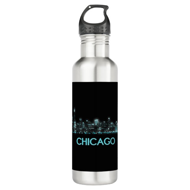 Chicago Skyline Edelstahlflasche (Vorderseite)