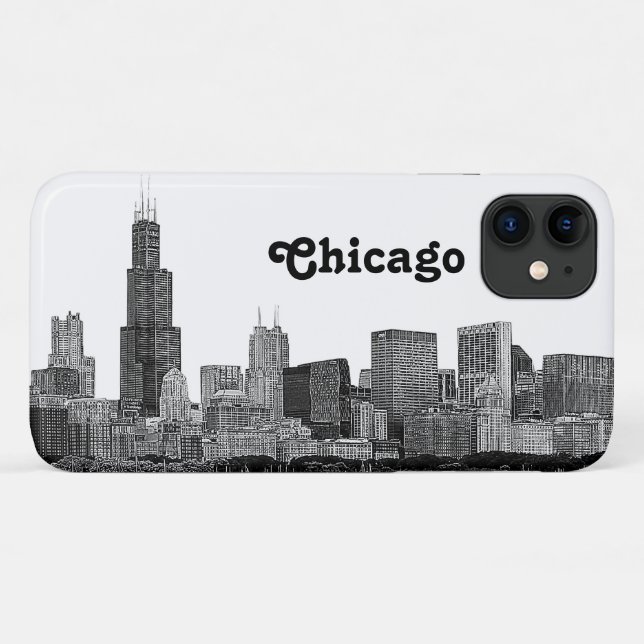 Chicago Skyline Etched Case-Mate iPhone Hülle (Rückseite (Horizontal))